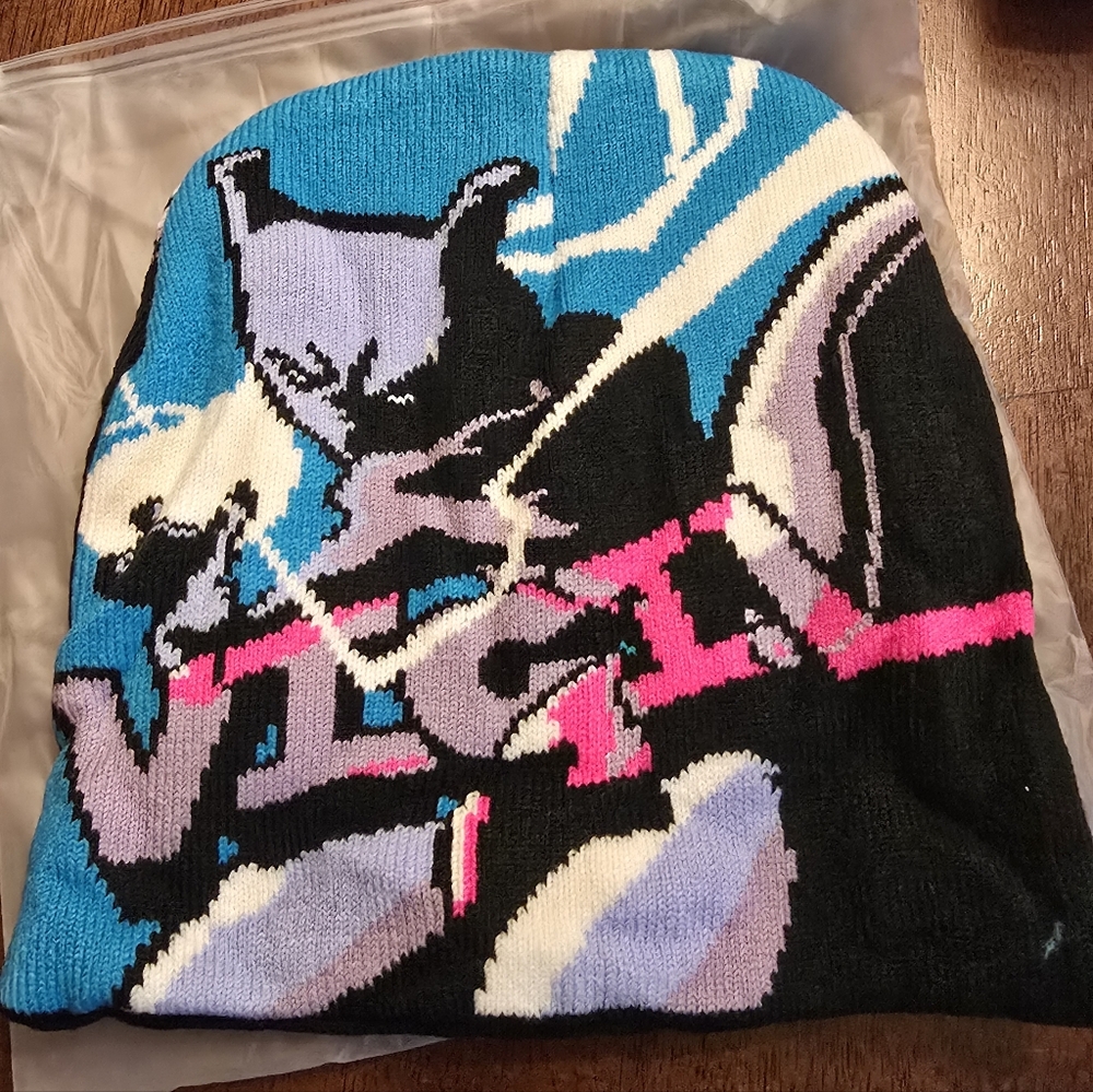 Mewtwo Graphic Knit Beanie with Bold Design By VIGIL. Acrylic.  Teen Mens Unisex